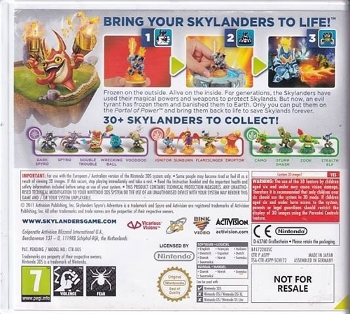 Skylanders Spyros Adventure - Nintendo 3DS Spil - (A Grade) (Genbrug)